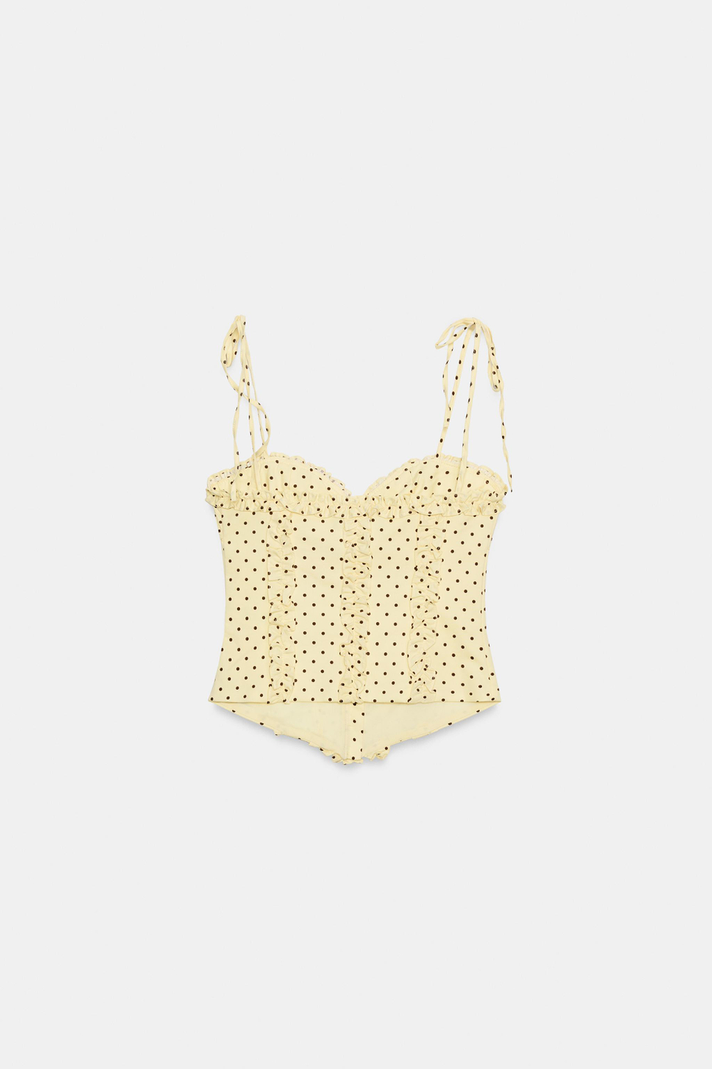 ZARA ТОП ИЗ ПОПЛИНА В ГОРОШЕК С ВОЛАНАМИ, ЖЕЛТЫЙ