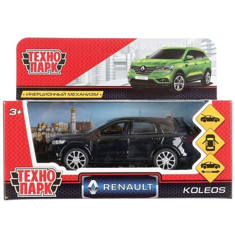 Модель ин. мет. RENAULT KOLEOS 12см, открыв.двери, черный, коробка (Технопарк)