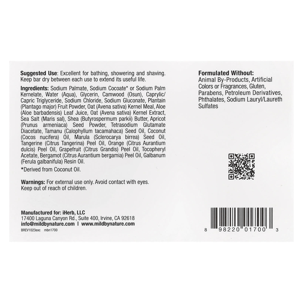 Mild By Nature, отшелушивающее кусковое мыло, с цитрусовым ароматом, 141 г