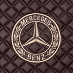 Ковры MERCEDES Actros с 2022 года (Китаец) ровный пол (экокожа, коричневый, черный кант, бежевая вышивка)