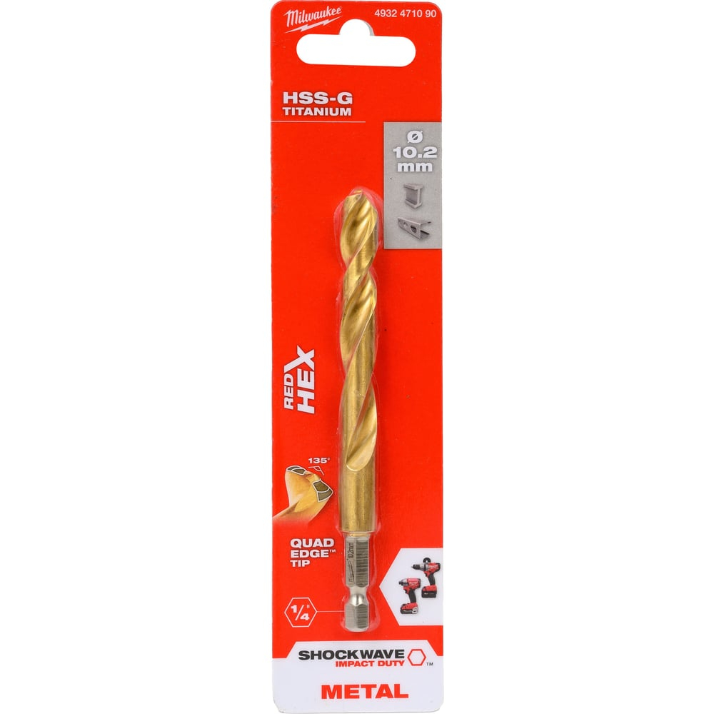 Сверло по металлу RedHEX (10.2 мм; HSS-G TiN) Milwaukee 4932471090
