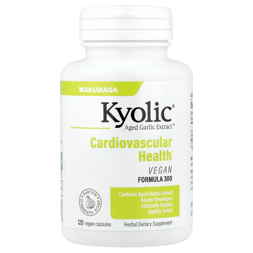 Kyolic, Aged Garlic Extract, выдержанный экстракт чеснока, для здоровья сердечно-сосудистой системы, веганская формула 300, 120 веганских капсул (300 мг в 1 капсуле)