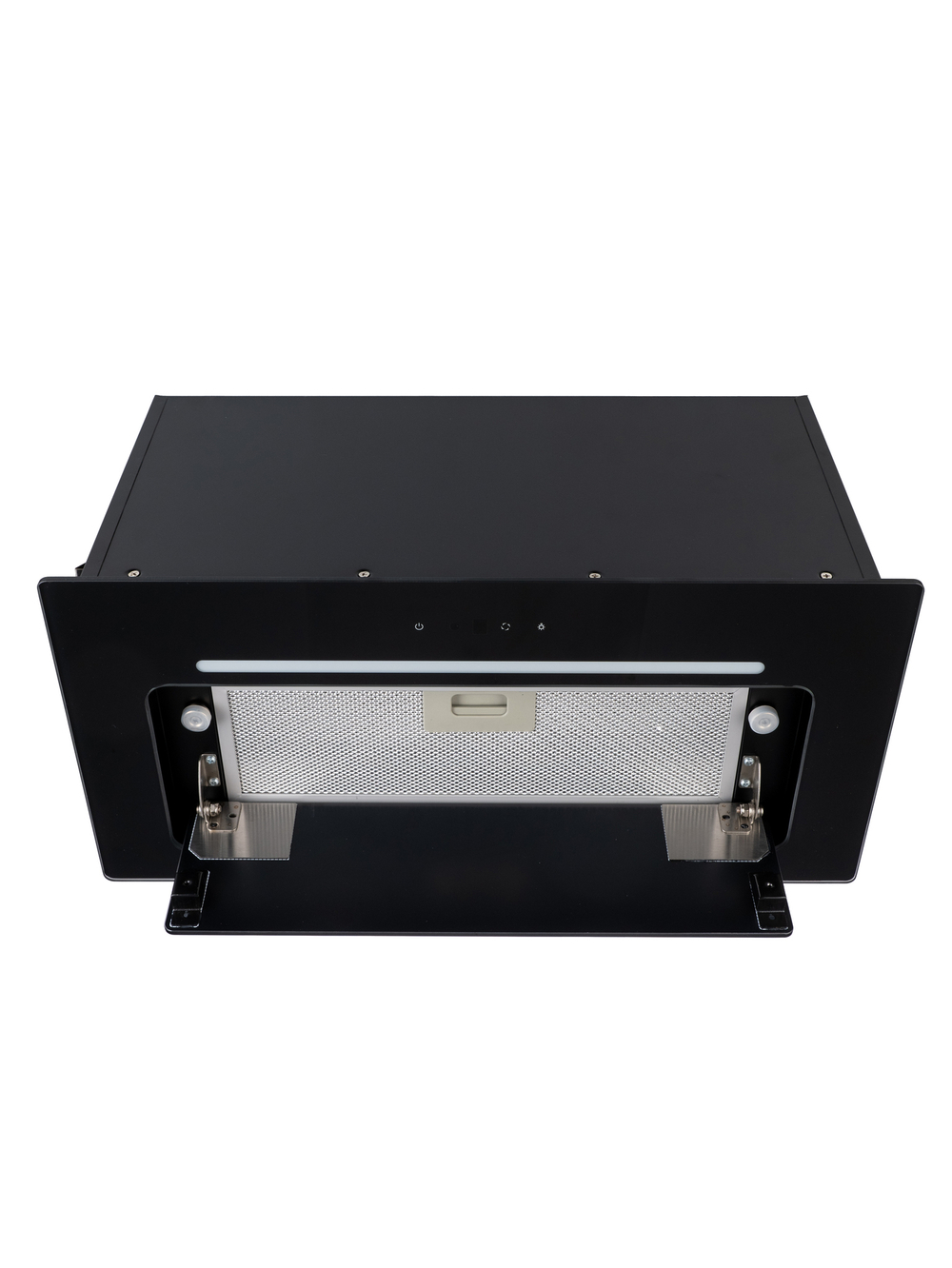 Вытяжка кухонная Caste-60RT (BLACK) черный, D150мм, 1200м3/ч, полновстраиваемая, мотор 230Ватт, стекло 60см, управл. сенсорное + ПДУ (MACBI)