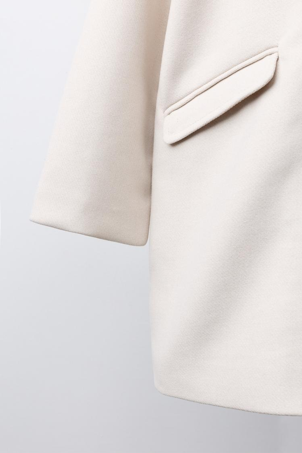 ZARA ПАЛЬТО ИЗ ШЕРСТЯНОЙ ТКАНИ С ВОРОТНИКОМ С ЛАЦКАНАМИ, ЭКРЮ