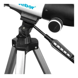 Телескоп Veber VegaStar 400/70 AZ рефрактор в сумке - крупный план монтировки и ручки наведения