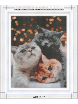 Алмазная мозаика на подрамнике 40х50 "Котики"