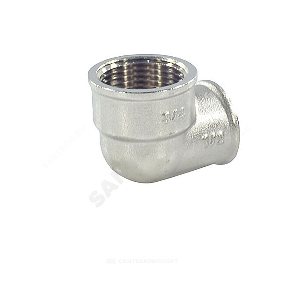 Угольник латунь никель переходной Ду 20х15 (3/4"х1/2") ВР/ВР SantechSystems
