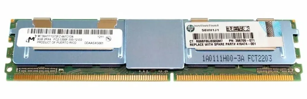 Оперативная память HP 8GB 2Rx4 PC2-5300F DDR2 Memory 416474-001