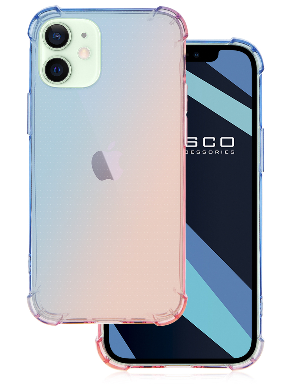 Чехол ROSCO для Apple iPhone 12 mini оптом (арт. IP12MINI-HARD-TPU-DARKBLUE-PINK)