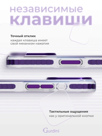 Чехол накладка iPhone 16 Pro 6.3" Gurdini Ocean Case (1) Transparent фиолетовый