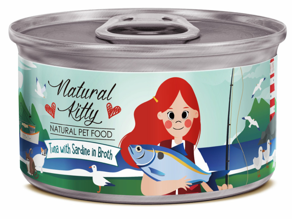 Pettric Natural Kitty Консервы Тунец с Сардинами в бульоне, 80гр