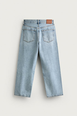 ZARA УКОРОЧЕННЫЕ ДЖИНСЫ LOOSE FIT, ВЫЦВЕТШИЙ СИНИЙ