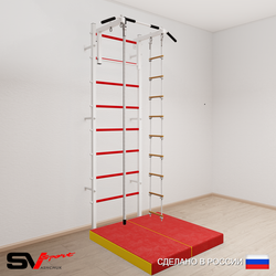 Шведская стенка Sv Sport усиленная 6144 (Турник стандарт/Канат/Лестница/Мат 1м)