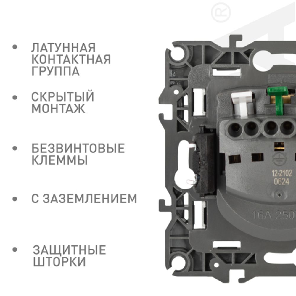Розетка ЭРА Серия 12 12-2102-01М 2P+E Schuko со шторками 16А-250В белый матовый | Эра 12