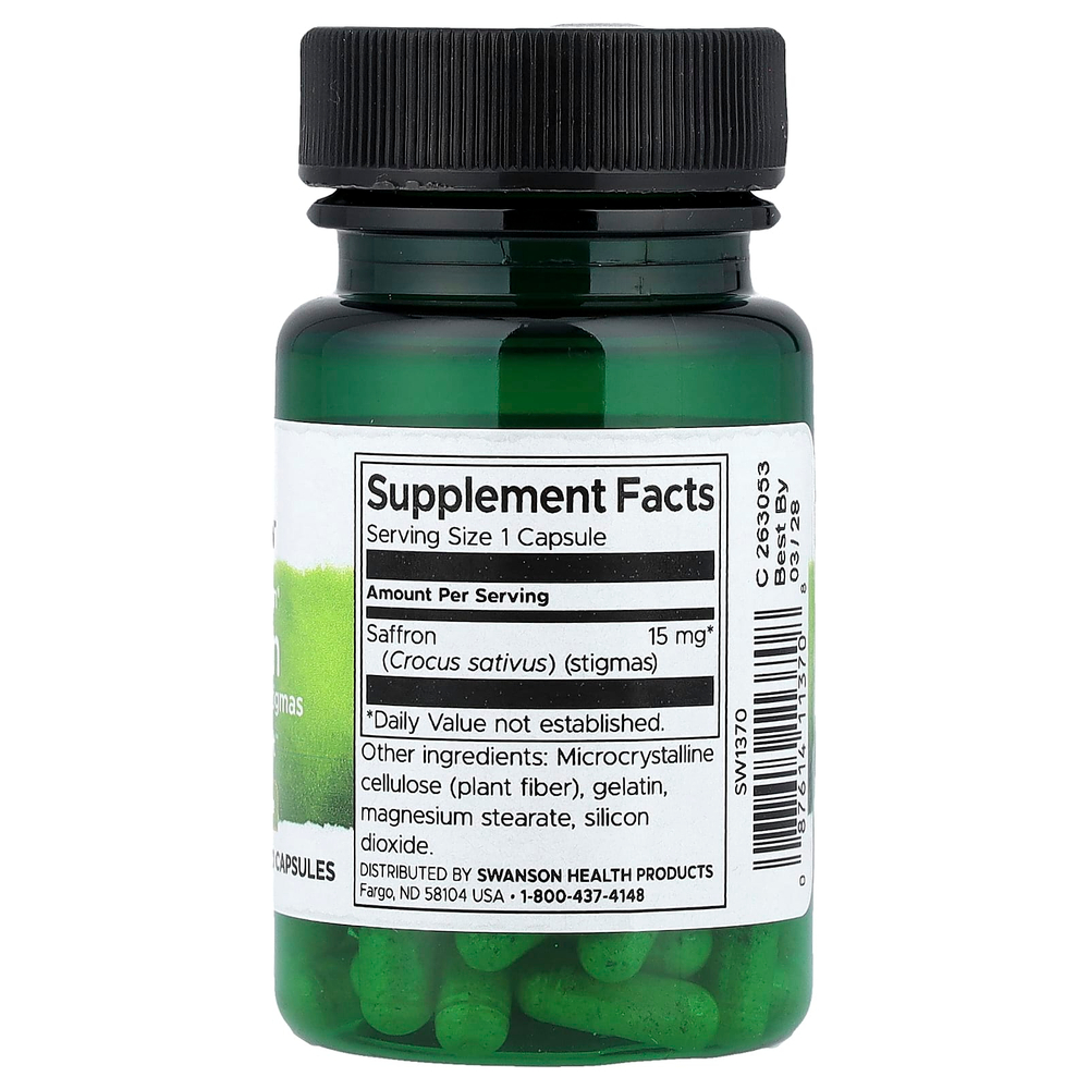 Swanson Vitamins, Full Spectrum®, шафран, 15 мг, 60 капсул