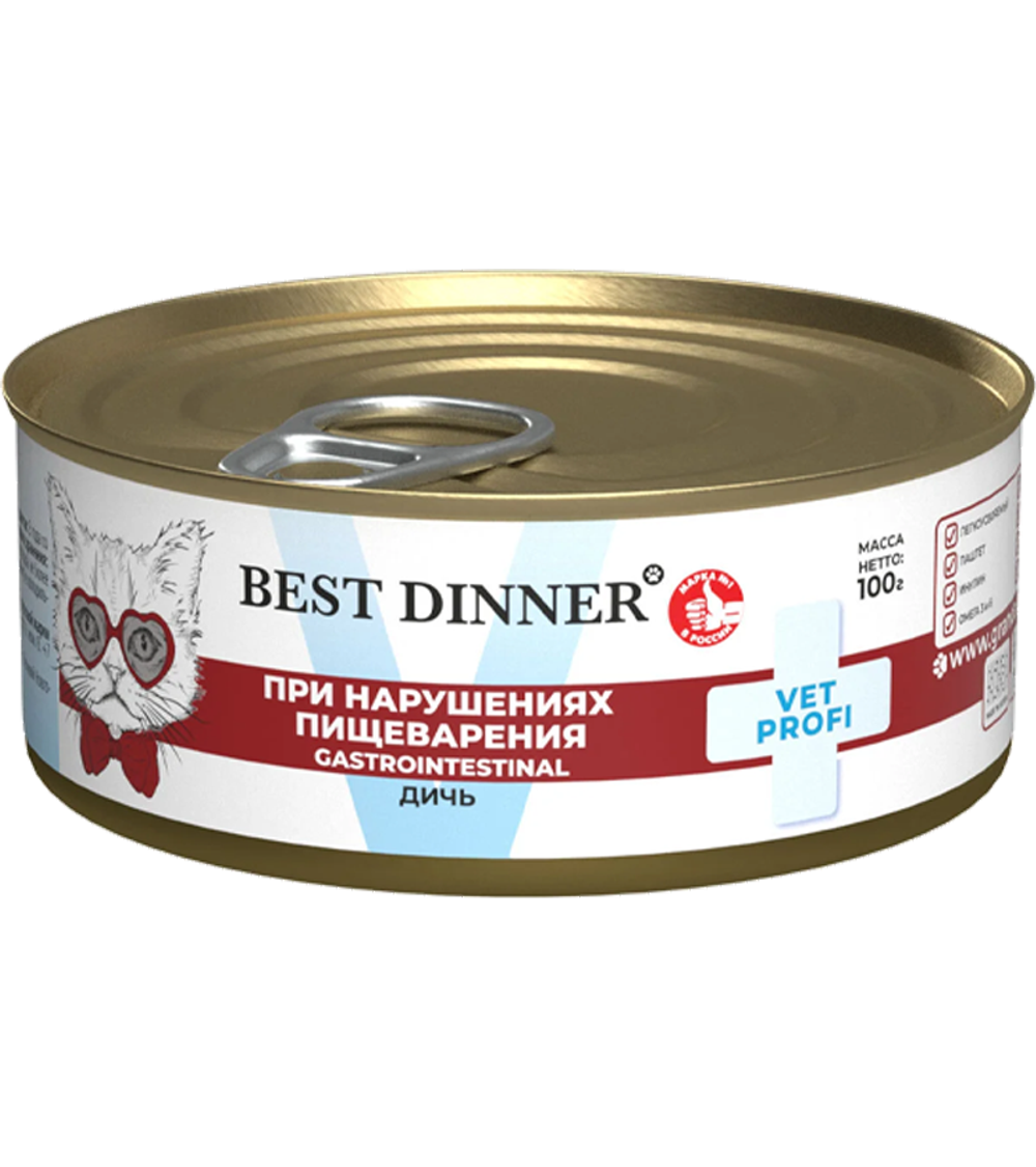 Best Dinner Vet Profi Gastro Intestinal Консервы для кошек Дичь 100гр.