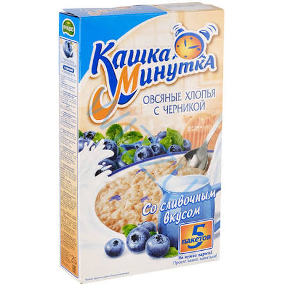Хлопья овсяные Кашка-Минутка со сливками и черникой 215г, шт