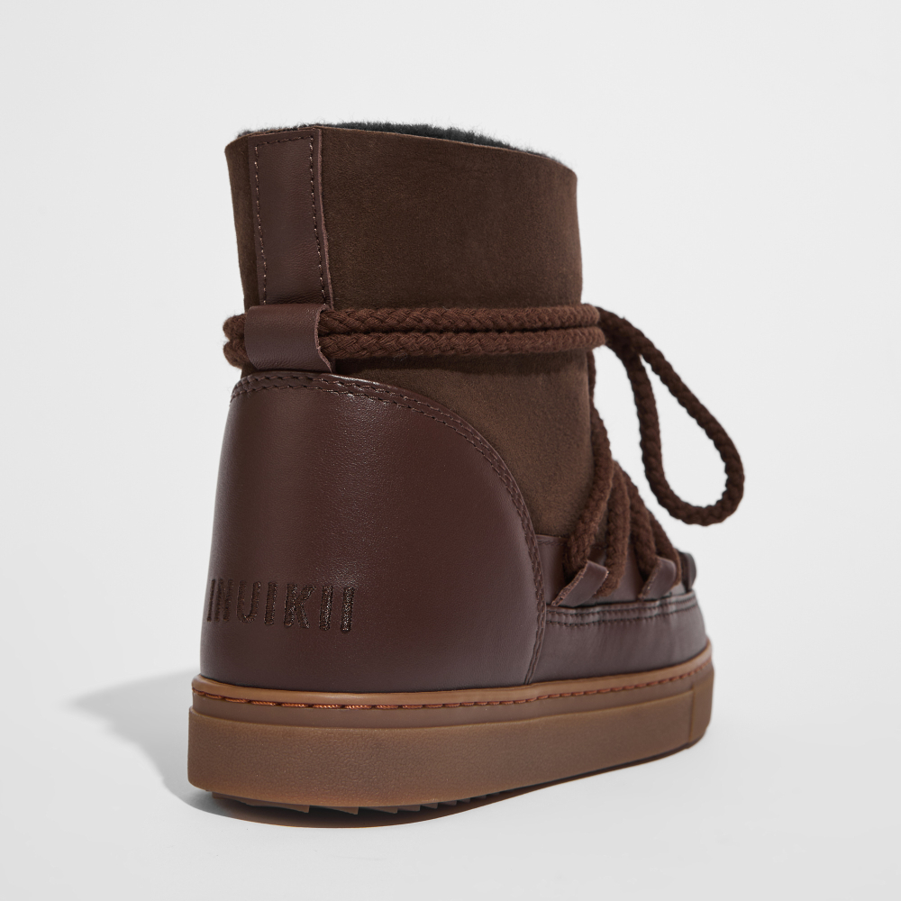 Высокие комбинированные кеды INUIKII Sneaker Classic Dark Brown на меху