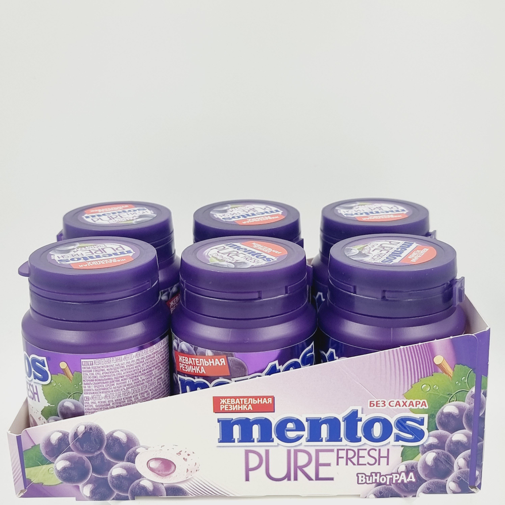 Mentos жевательная резинка Pure fresh виноград, (54х6) 324 г