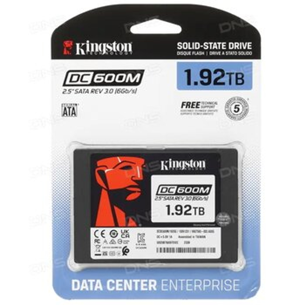 SSD Kingston DC600M, 1, 92 ТБ, SATA, 2.5", SEDC600M/1920G