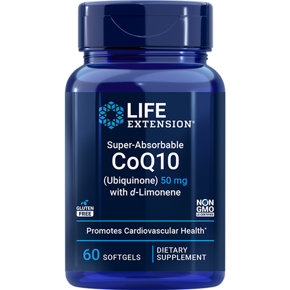 Super-Absorbable CoQ10 (Ubiquinone) with d-Limonene 50 мг, 60 капсул Life Extension