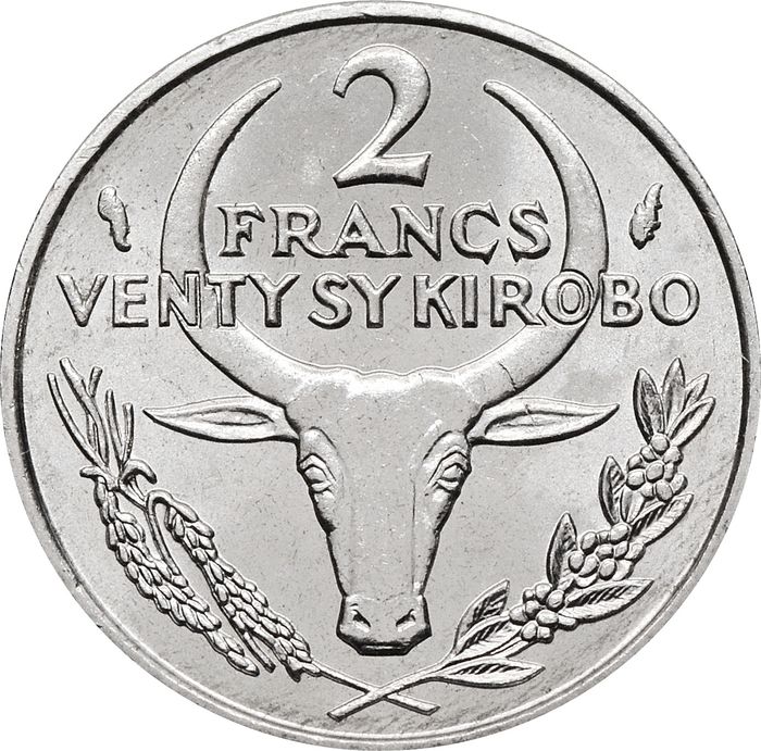 2 франка 1986 Мадагаскар