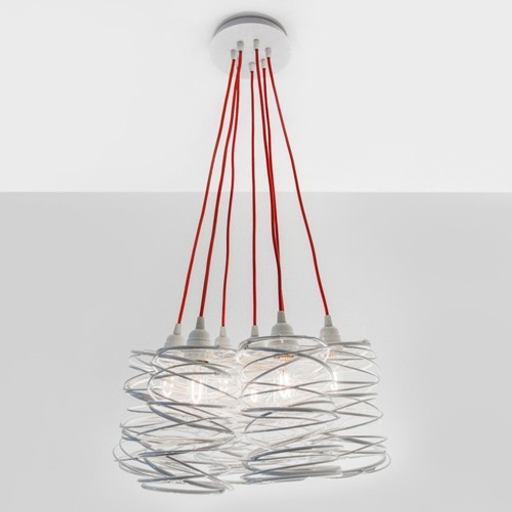 Spiral Nest Cluster 7 Light Chandelier, Copper -Open Box