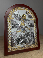 Георгий Победоносец, икона арочная, красное дерево 175х225