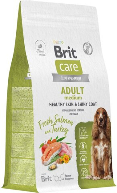 Brit Care Dog Adult Healthy Skin&Shiny Лосось/Индейка для собак средних пород 1,5 кг
