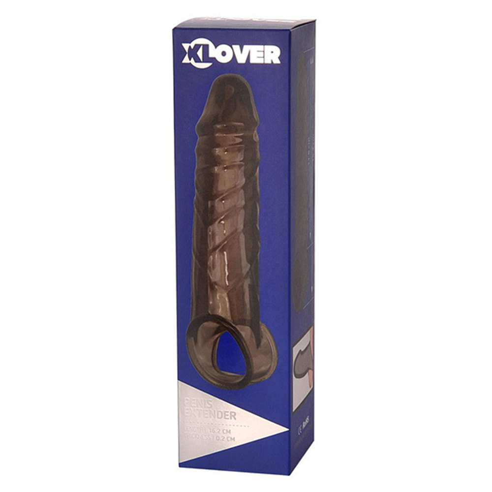 Дымчатая фаллическая насадка 16,2см с подхватом и закрытой головкой ToyFa XLover 748025