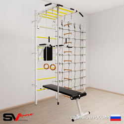 Шведская стенка Sv Sport усиленная 6250 (Турник рукоход/Брусья/Скамья/Канат/Кольца/Лестница/Канатный лаз)