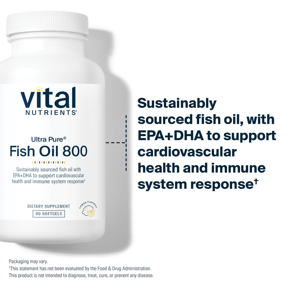 Vital Nutrients, Ultra Pure®, рыбий жир 800, лимон, 90 капсул