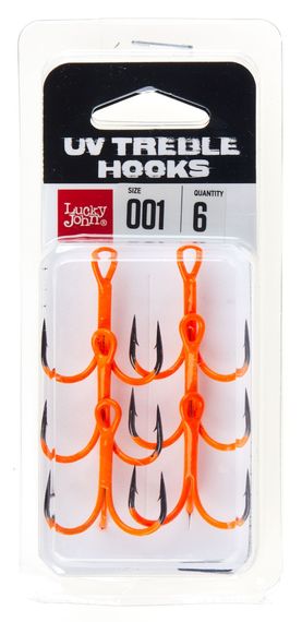 Крючки-тройники Lucky John Orange UV LJH201 разм.001 6 шт.
