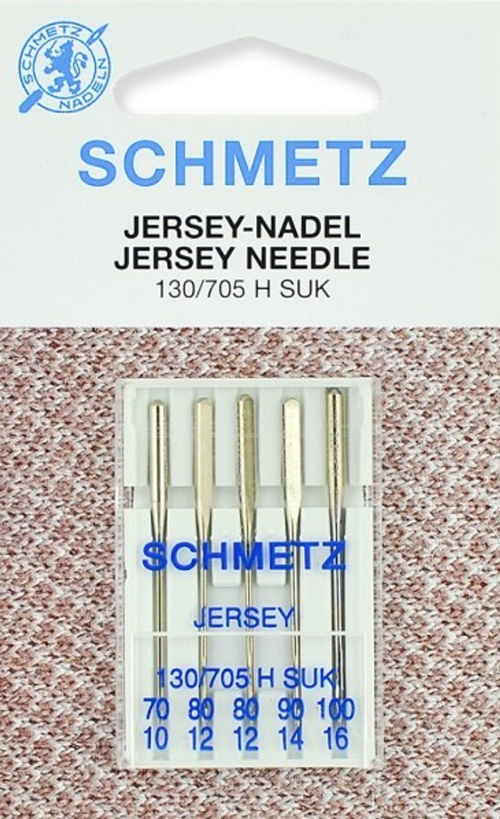 Иглы джерси Schmetz 130/705H SUK №№ 70, 80(2),90,100, 5 шт.