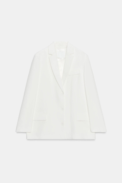 ZARA БЛЕЙЗЕР ПРЯМОГО КРОЯ — ZW COLLECTION, БЕЛЫЙ