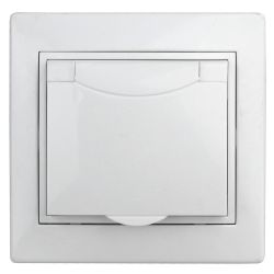 Розетка Intro Plano 1-209-01 с заземлением 2P+E Schuko с крышкой штор. 16А-250В скрытой установки IP44 белый | Intro Plano
