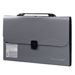 Папка-портфель пластиковая BRAUBERG А4 (327х254х30 мм), 13 отделений, фактура диагональ, серебристая, 221442