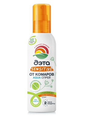 Средство от комаров для чувствительной кожи, ДЭТА AQUA SENSITIVE, 100 мл