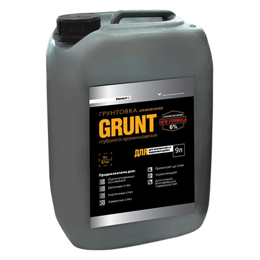 Грунтовка акриловая укрепляющая GRUNT Element 9л