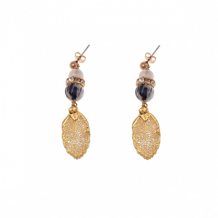 Серьги листья Ester Bijoux Барвинок F654C-G BR