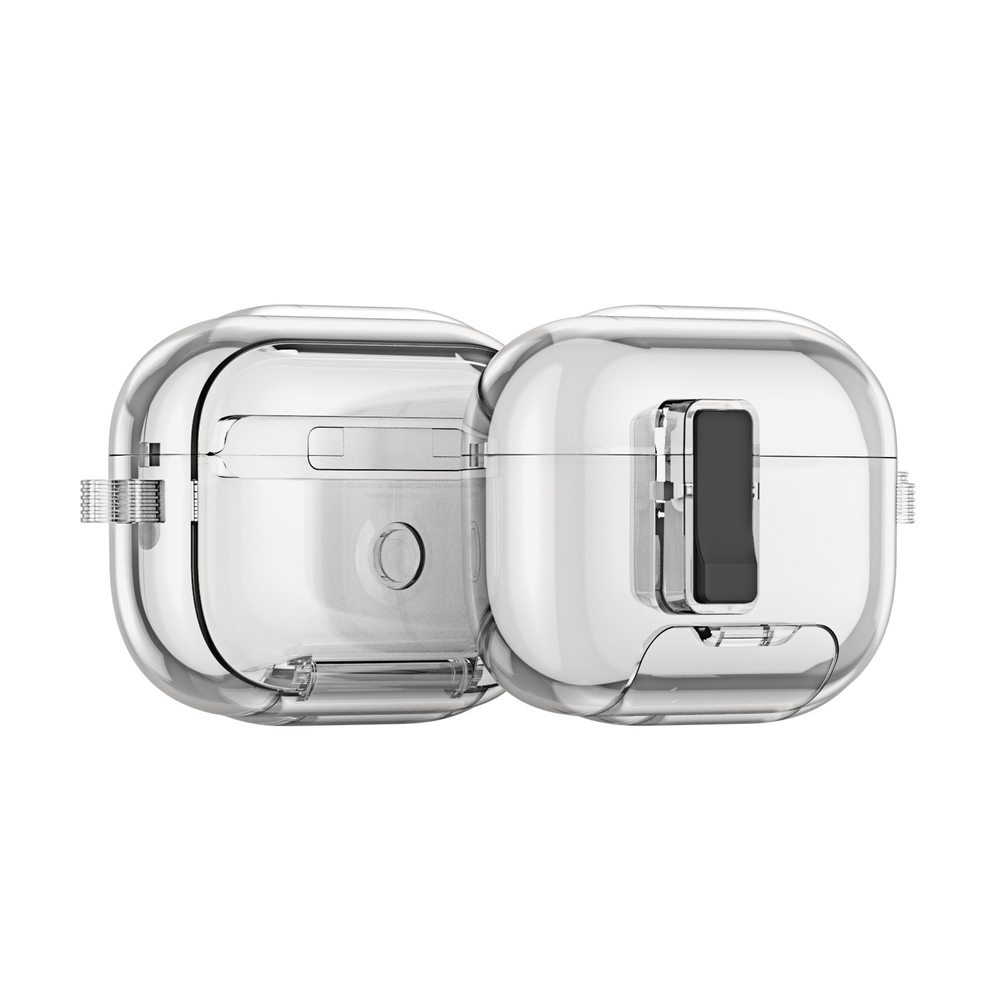 Усиленный тонированный чехол для AirPods Pro 2, Dux Ducis, серия PECR Series (встроенная подставка для смартфона)