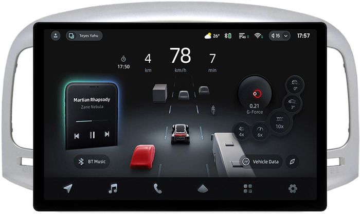 Магнитола для Hyundai Verna 2006-2010 (рамка серебро) - Teyes CC4-PRO монитор 13" 2K QLED на Android 13, Быстрейшая, Snapdragon 778G, ИИ, CarPlay, DSP, 4G SIM-слот