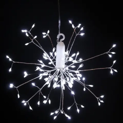 Гирлянда для дома на батарейках «Разряд молнии» 120 ламп LED, d - 20 см, 2 реж.,IP-20, (3хАА), Белый