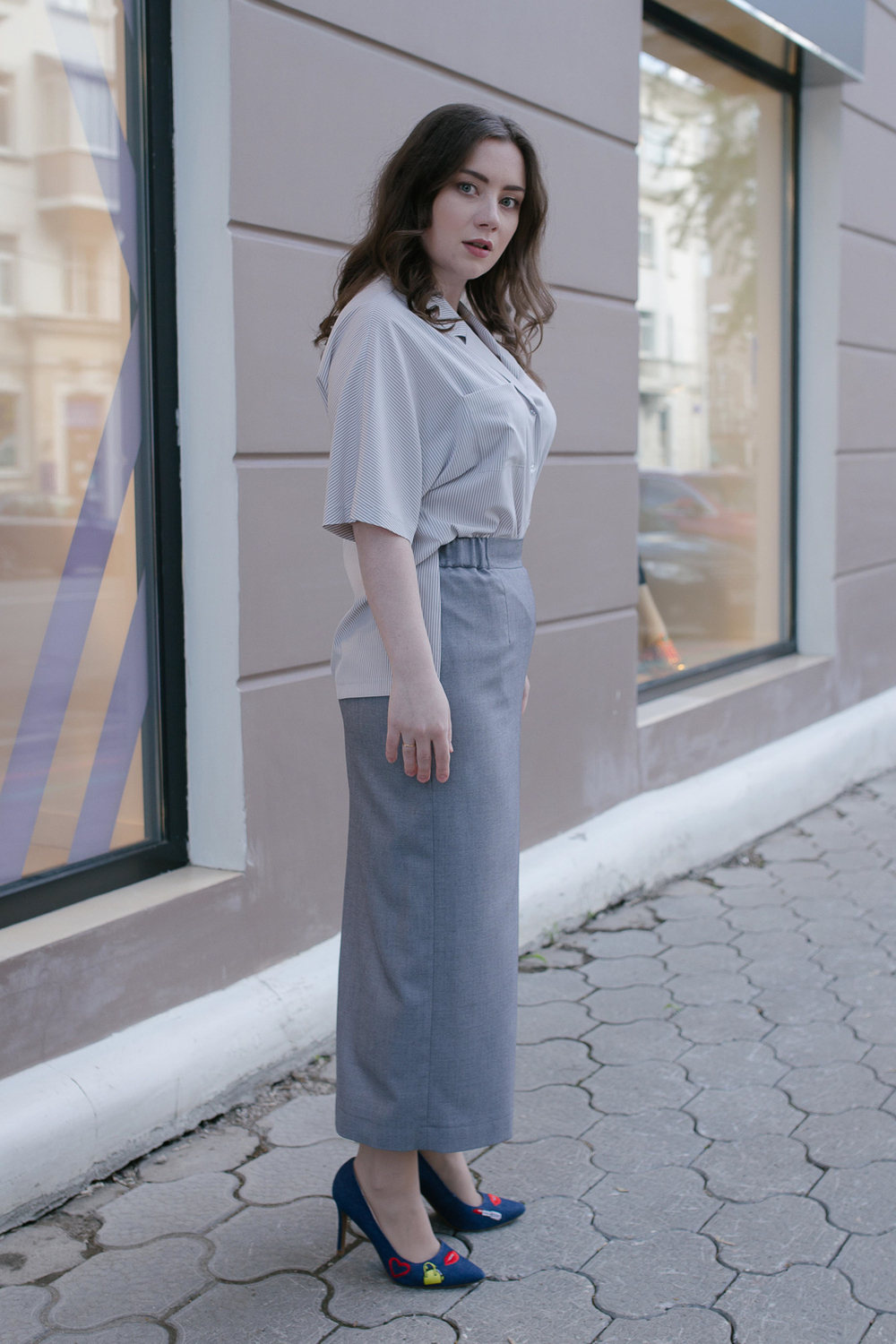 Юбка прямая 2883АЕ, серый