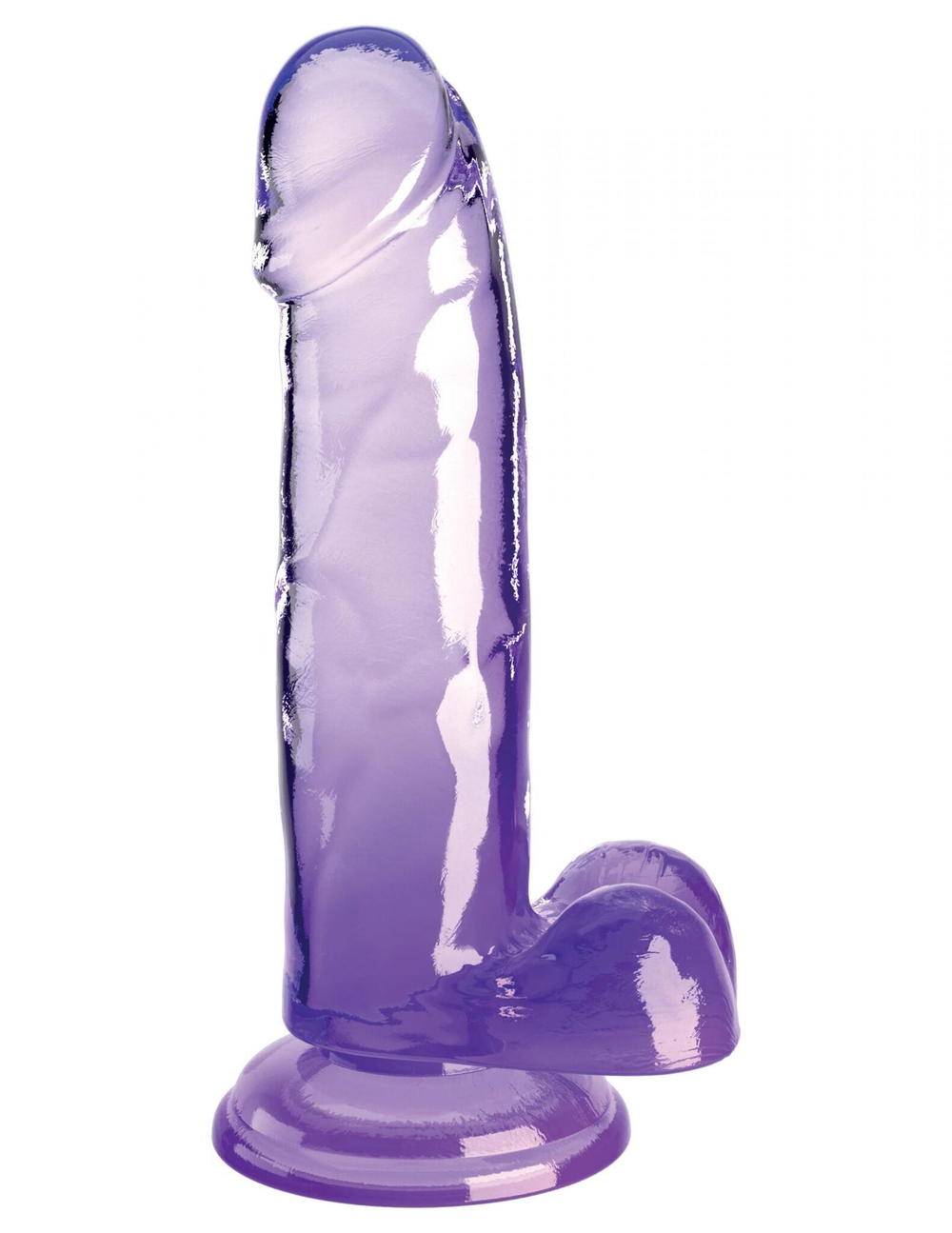 Фиолетовый фаллоимитатор с мошонкой на присоске 7’’ Cock with Balls - 20,3 см. (Цвет: фиолетовый)