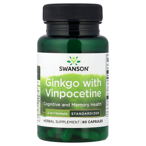 Swanson Vitamins, гинкго с винпоцетином, стандартизированное, 60 капсул