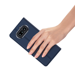 Чехол книжка из кожи синего цвета для Nothing Phone 4a, серия Skin Pro Series от Dux Ducis