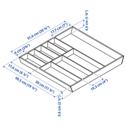 IKEA UPPDATERA  (ИКЕА УППДАТЕРА)  -  Лоток для столовых приборов, светлый бамбук, 52x50 см