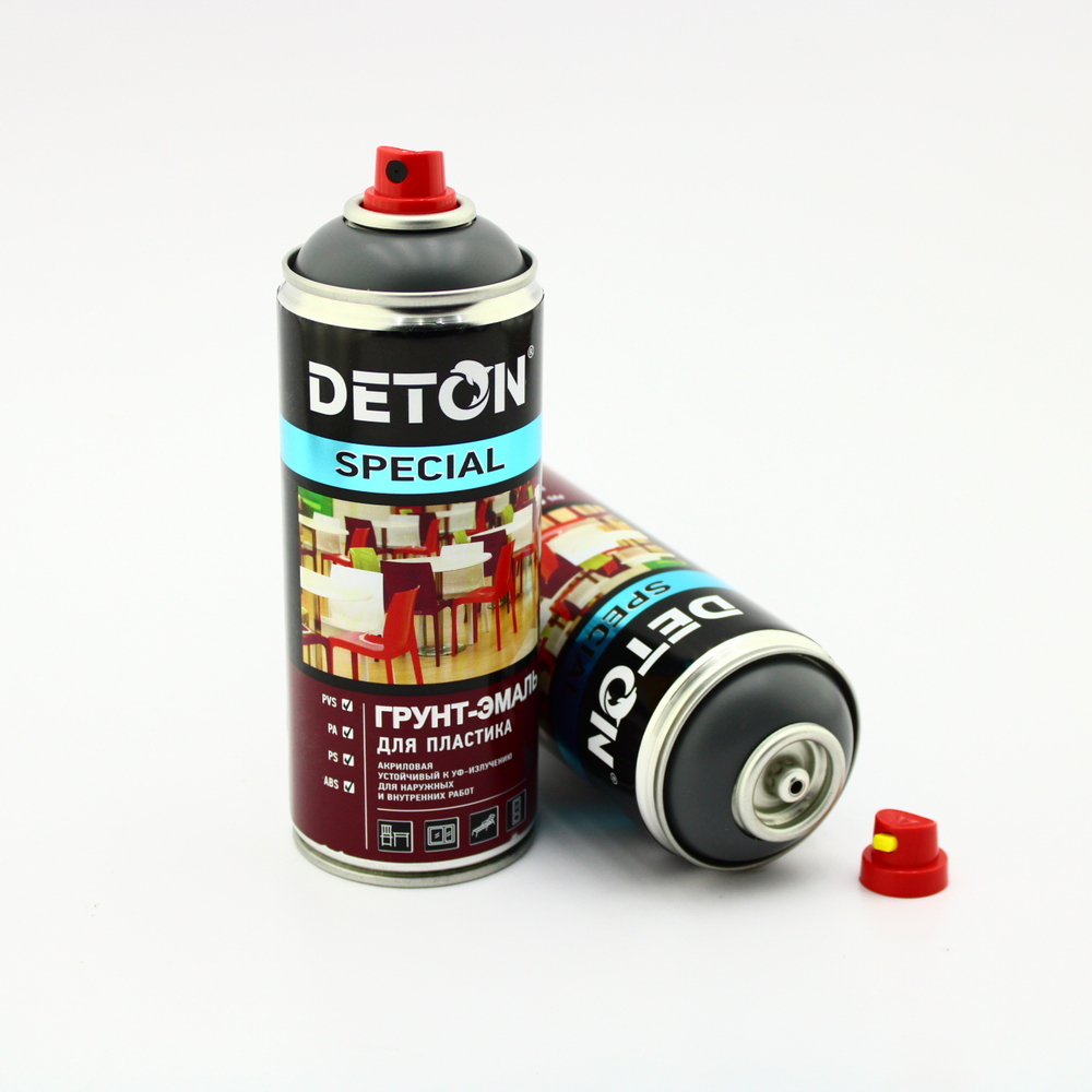 DETON SPECIAL  Аэрозольная Грунт-эмаль для Пластика Серая 520 мл