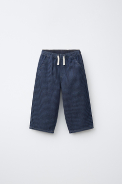 ZARA БРЮКИ BAGGY ИЗ САРЖИ, ПОЛОСКИ